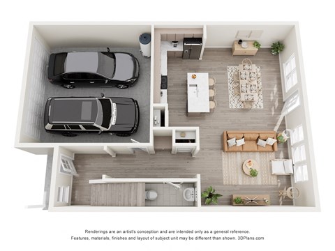 Floor plan for 2 beds, 2.5 baths, 1635 sqft