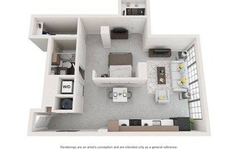 Floor plan for studio, 1 bath, 705 sqft