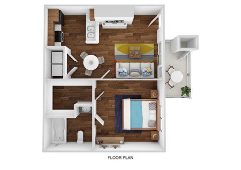 Floor plan for 1 bed, 1 bath, 540 sqft
