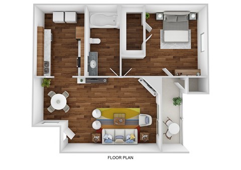 Floor plan for 1 bed, 1 bath, 561 sqft