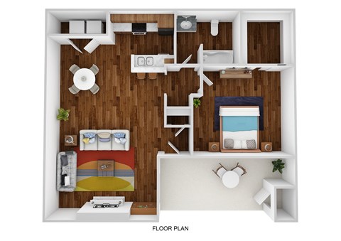 Floor plan for 1 bed, 1 bath, 716 sqft