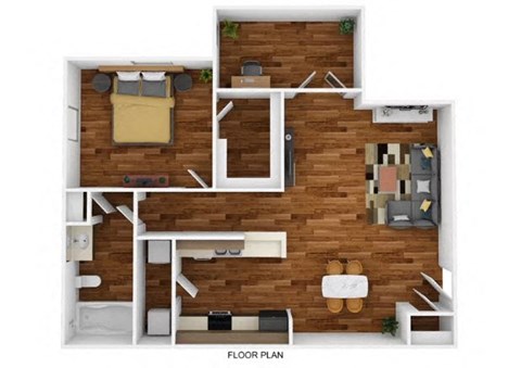 Floor plan for 1 bed, 1 bath, 717 sqft