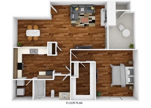 Floor plan for 1 bed, 1 bath, 768 sqft