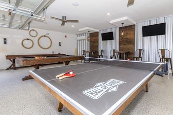 Indoor/outdoor game room with lounge