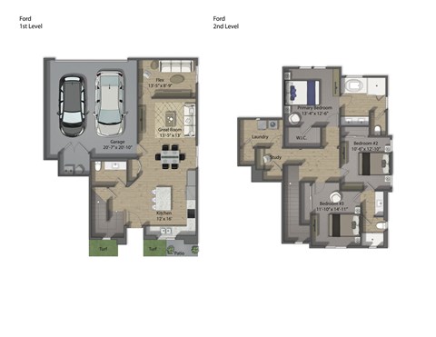 Floor plan for 3 beds, 2.5 baths, 1778 sqft