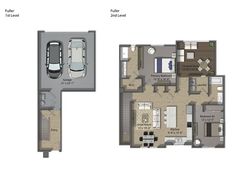 Floor plan for 2 beds, 2 baths, 1314 sqft