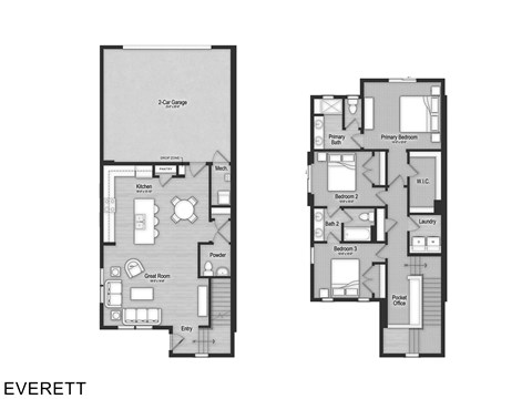 Floor plan for 3 beds, 2.5 baths, 1693 sqft