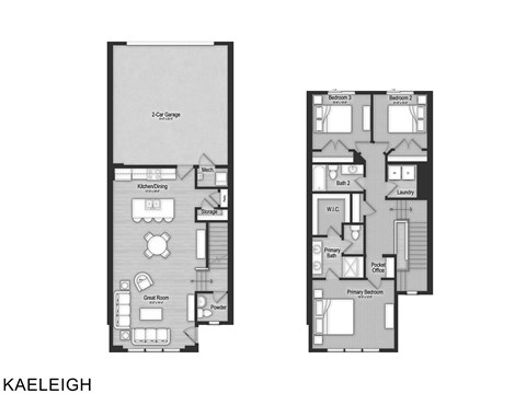 Floor plan for 3 beds, 2.5 baths, 1571 sqft