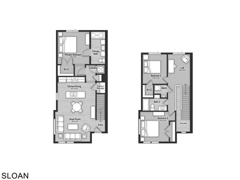Floor plan for 3 beds, 2 baths, 1476 sqft