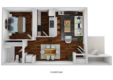 Floor plan for 1 bed, 1 bath, 504 sqft