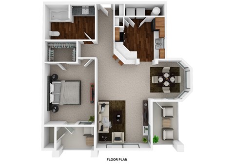 Floor plan for 1 bed, 1 bath, 845 sqft