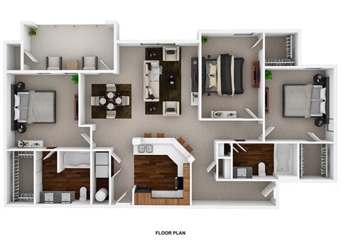Floor plan for 3 beds, 2 baths, 1357 sqft