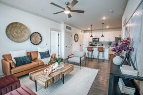 Greenwood apartment for rent - living area looking into kitchen