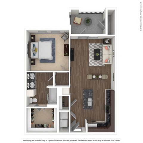 Floor plan for 1 bed, 1 bath, 828 sqft