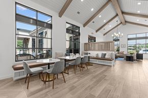 Leander apartment for rent - A modern dining room with a large table and chairs.