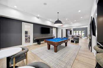 Resident lounge with billiards and lounge seating