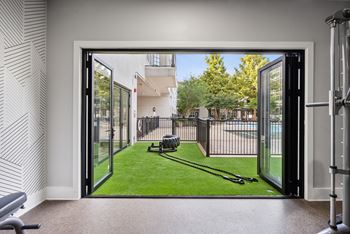 Outdoor turf workout area