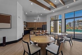 El Paso apartment for rent - A modern dining room with a large table and chairs.