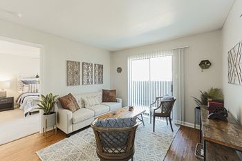 Living room with bedroom view