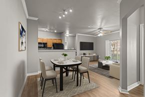 Waco apartment for rent - A dining room with a table set for four.