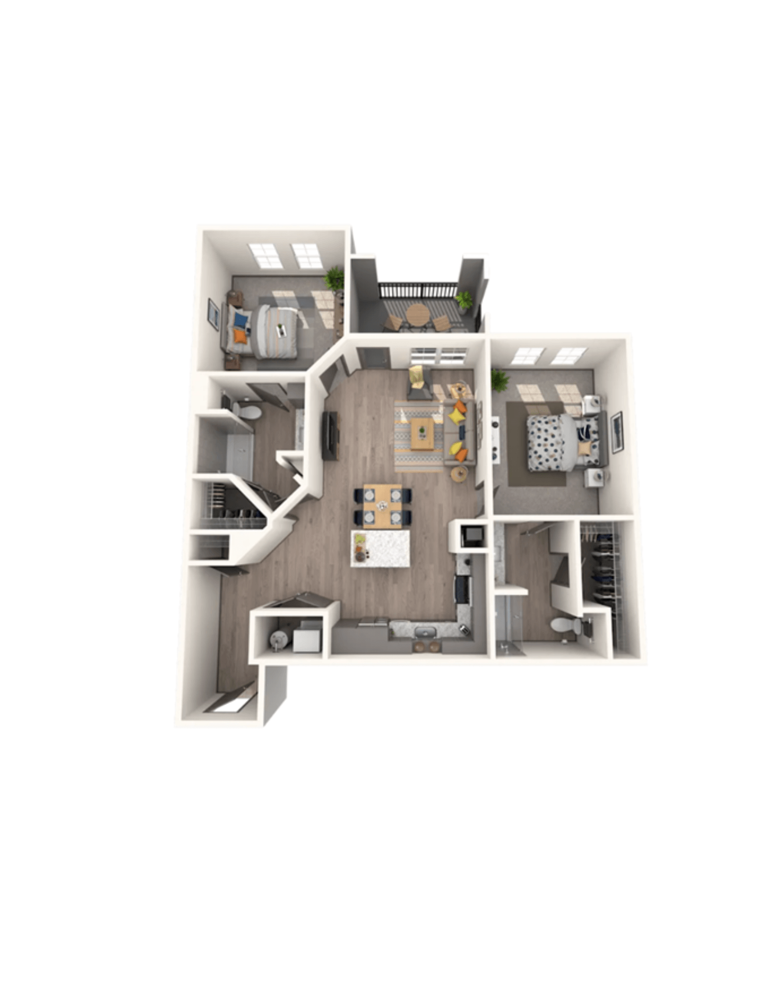 Floor plan for 2 beds, 2 baths, 1098 sqft