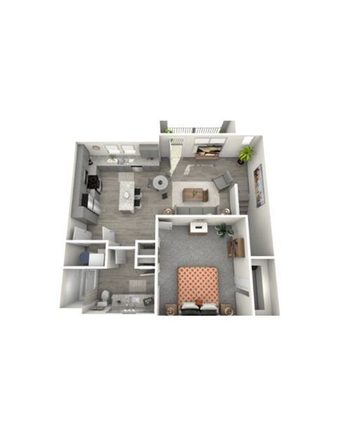 Floor plan for 1 bed, 1 bath, 850 sqft