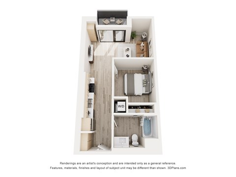 Floor plan for 1 bed, 1 bath, 547 sqft