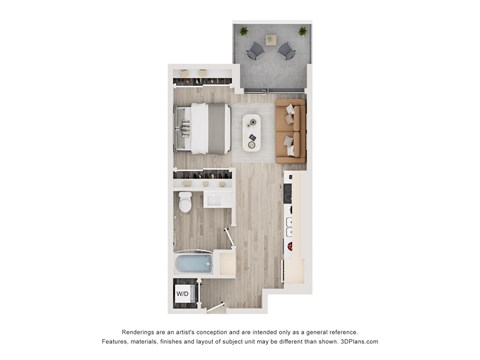 Floor plan for studio, 1 bath, 434 sqft