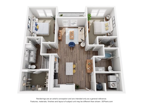 Floor plan for 2 beds, 2 baths, 1176 sqft