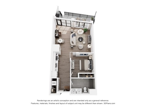 Floor plan for 1 bed, 1 bath, 868 sqft