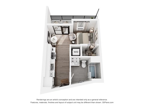 Floor plan for studio, 1 bath, 394 sqft