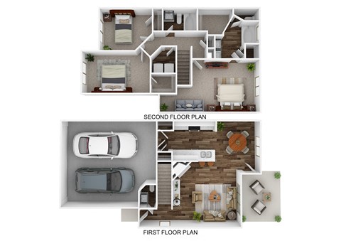 Floor plan for 3 beds, 2.5 baths, 1427 sqft