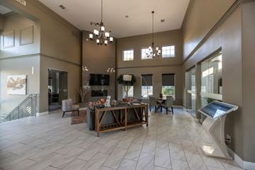 Sachse apartment for rent - A large, modern living room with a wooden table and chairs.