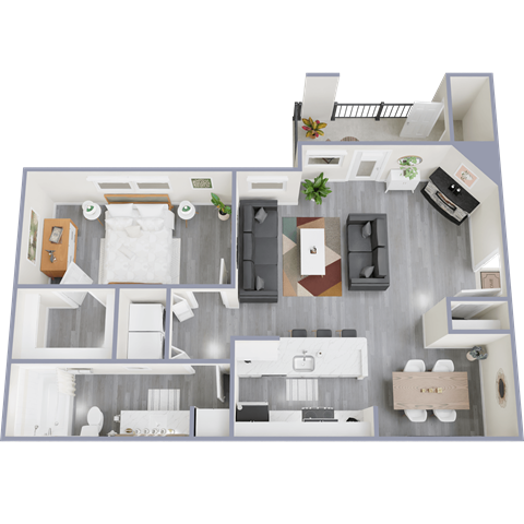 Floor plan for 1 bed, 1 bath, 775 sqft
