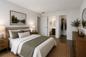 Brandon apartment for rent - A bedroom with a large bed and a painting on the wall.