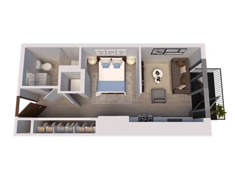 Floor plan for studio, 1 bath, 464 sqft