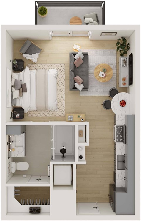 Floor plan for studio, 1 bath, 468 sqft