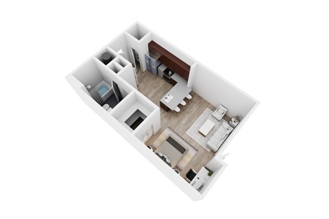 Floor plan for studio, 1 bath, 516 sqft