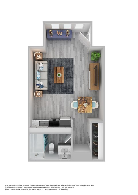 Floor plan for studio, 1 bath, 445 sqft