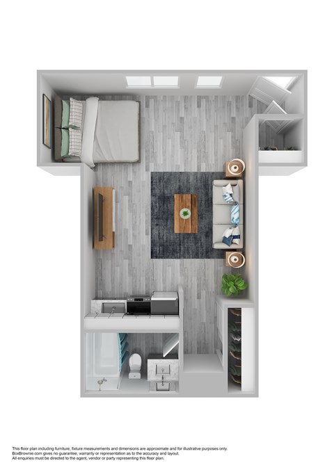 Floor plan for studio, 1 bath, 476 sqft