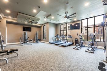 Fitness center with free weights