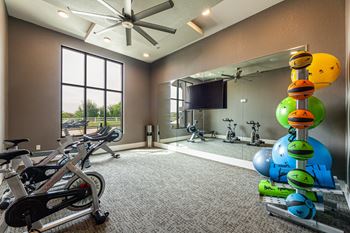 Spin room with high-performance cycle bikes