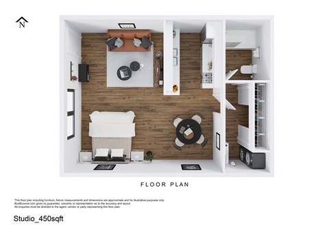 Floor plan for studio, 1 bath, 450 sqft
