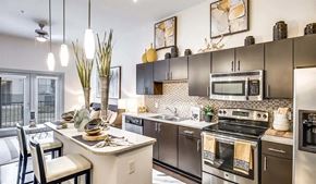 Dallas apartment for rent - a kitchen with stainless steel appliances and a counter top