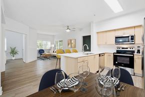 Apopka apartment for rent - A spacious dine in kitchen with a table and chairs