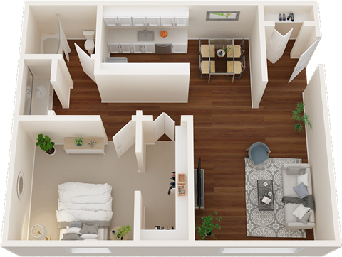 Floor plan for 1 bed, 1 bath, 650 sqft