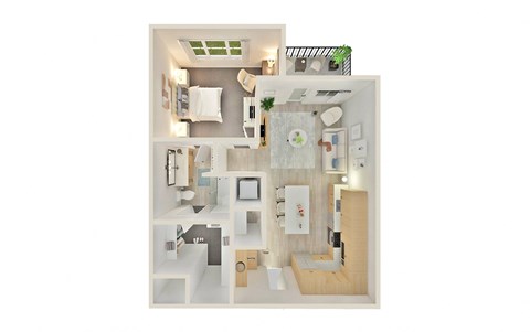 Floor plan for 1 bed, 1 bath, 819 sqft