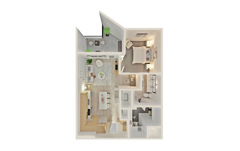 Floor plan for 1 bed, 1 bath, 825 sqft