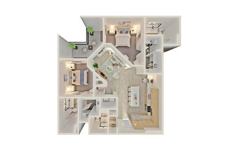 Floor plan for 2 beds, 2 baths, 1252 sqft