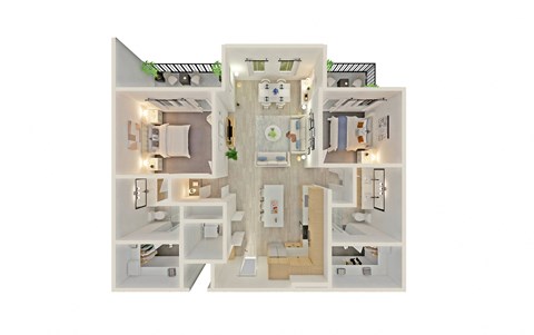Floor plan for 2 beds, 2 baths, 1245 sqft